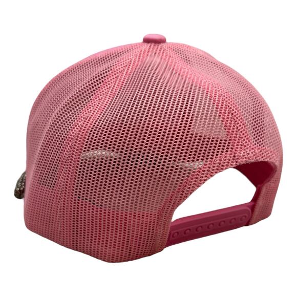 Day Drinking Trucker Hat Pink Teal Cactus Blossom Beads Adjustable - Picture 2 of 4